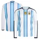 Men's Argentina National Team Blank White Replica FIFA X World Cup 2026 Home Long Sleeve Soccer Jersey