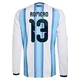 Men's Argentina National Team Cristian Romero ＃13 White Replica FIFA X World Cup 2026 Home Long Sleeve Soccer Jersey