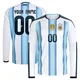 Men's Argentina National Team Custom ＃00 White Replica FIFA X World Cup 2026 Home Long Sleeve Soccer Jersey