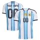Men's Argentina National Team Custom ＃00 White Replica FIFA X World Cup 2026 Home Soccer Jersey