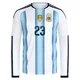 Men's Argentina National Team Emiliano Martínez ＃23 White Replica FIFA X World Cup 2026 Home Long Sleeve Soccer Jersey