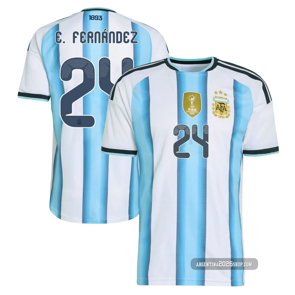 Men's Argentina National Team Enzo Fernández ＃24 White Authentic FIFA X World Cup 2026 Home On Field Soccer Jersey