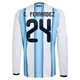 Men's Argentina National Team Enzo Fernández ＃24 White Replica FIFA X World Cup 2026 Home Long Sleeve Soccer Jersey