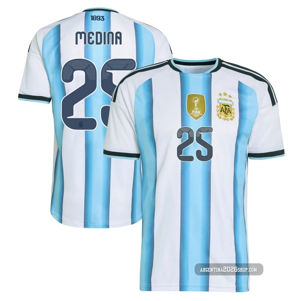Men's Argentina National Team Facundo Medina ＃25 White Authentic FIFA X World Cup 2026 Home On Field Soccer Jersey