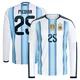 Men's Argentina National Team Facundo Medina ＃25 White Replica FIFA X World Cup 2026 Home Long Sleeve Soccer Jersey