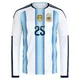 Men's Argentina National Team Facundo Medina ＃25 White Replica FIFA X World Cup 2026 Home Long Sleeve Soccer Jersey