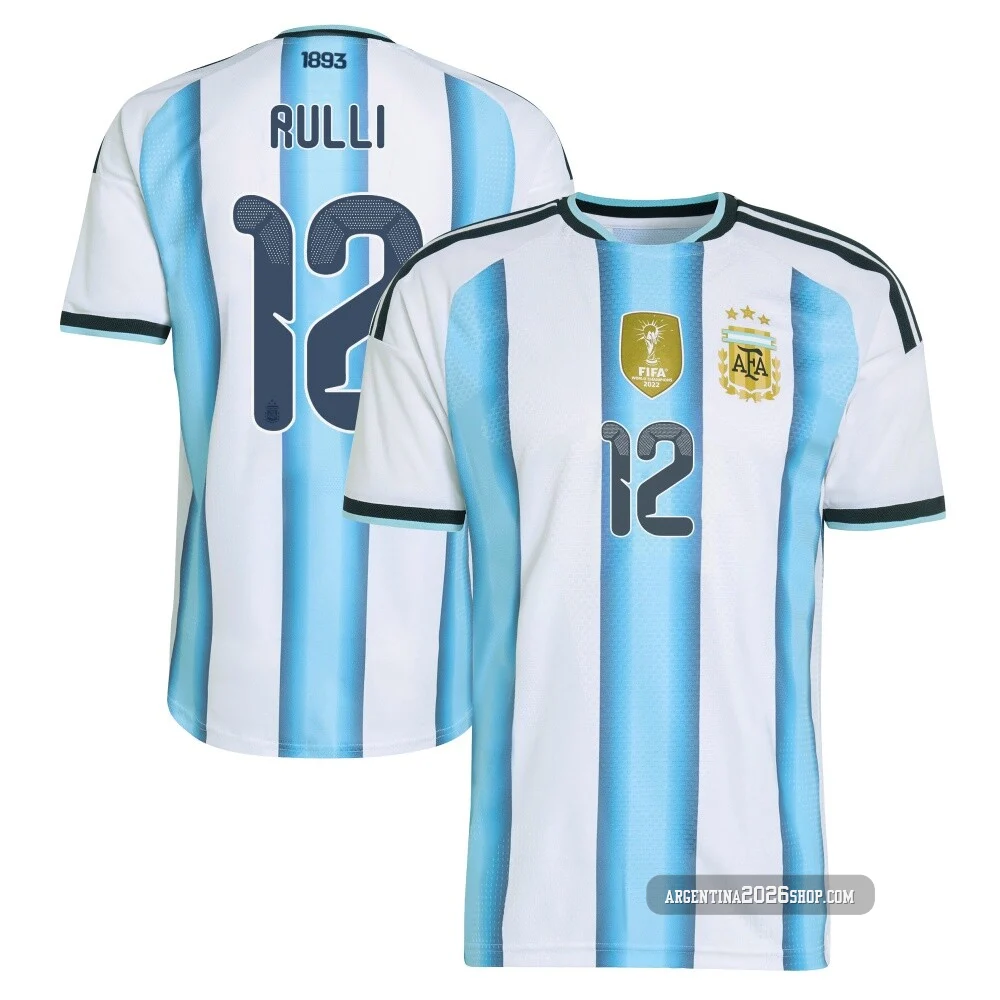 Men's Argentina National Team Gerónimo Rulli ＃12 White Authentic FIFA X World Cup 2026 Home On Field Soccer Jersey