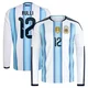 Men's Argentina National Team Gerónimo Rulli ＃12 White Replica FIFA X World Cup 2026 Home Long Sleeve Soccer Jersey