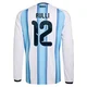 Men's Argentina National Team Gerónimo Rulli ＃12 White Replica FIFA X World Cup 2026 Home Long Sleeve Soccer Jersey