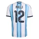 Men's Argentina National Team Gerónimo Rulli ＃12 White Replica FIFA X World Cup 2026 Home Soccer Jersey
