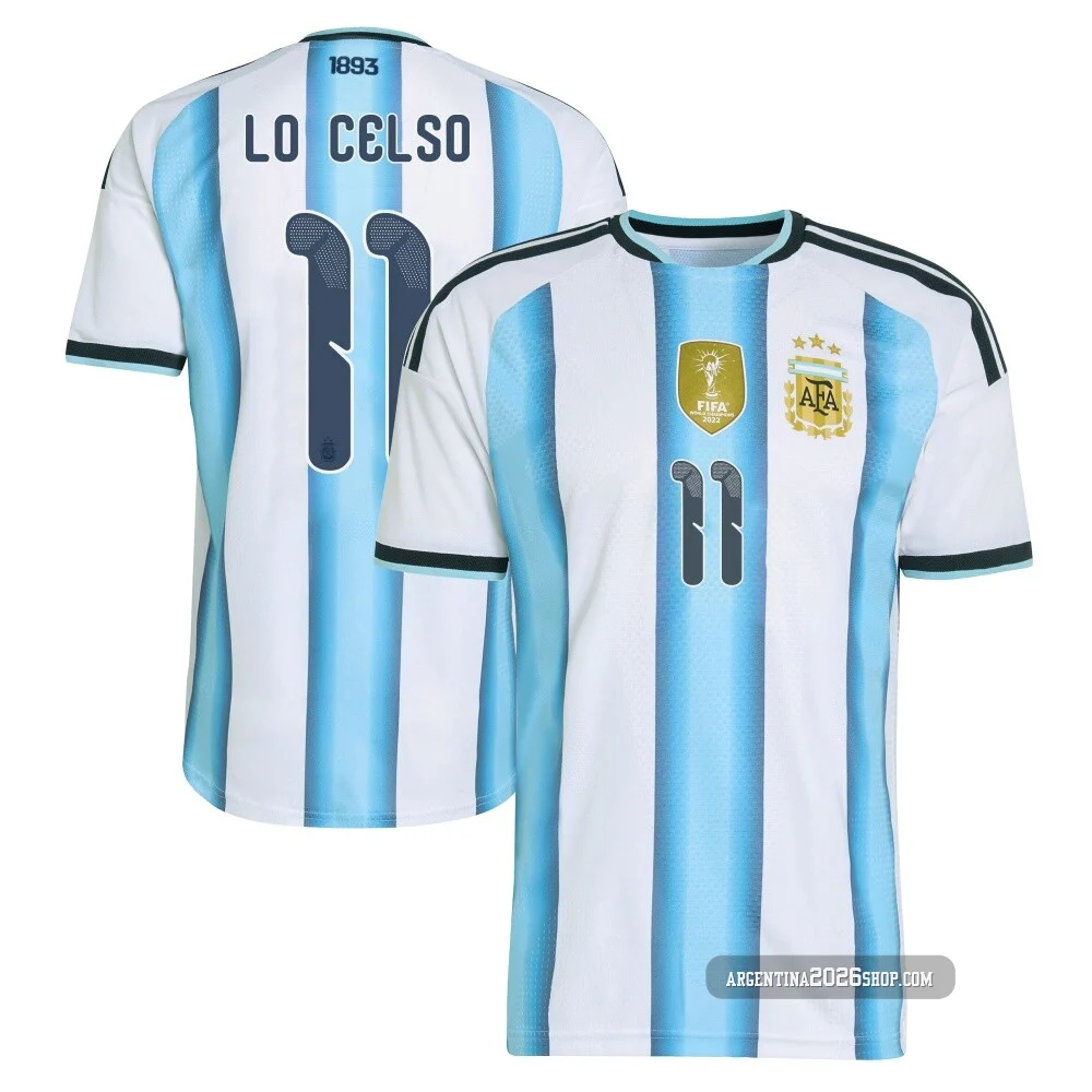 Men's Argentina National Team Giovani Lo Celso ＃11 White Authentic FIFA X World Cup 2026 Home On Field Soccer Jersey