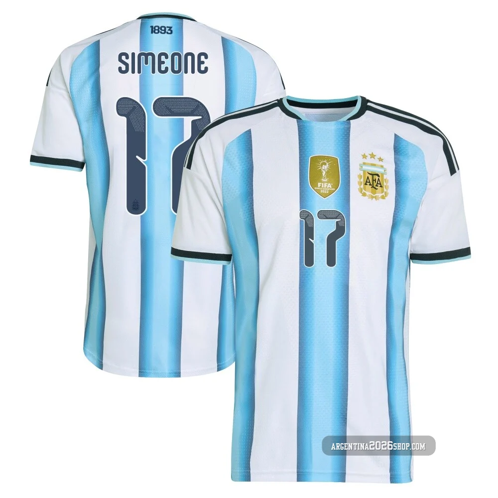 Men's Argentina National Team Giuliano Simeone ＃17 White Authentic FIFA X World Cup 2026 Home On Field Soccer Jersey