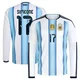 Men's Argentina National Team Giuliano Simeone ＃17 White Replica FIFA X World Cup 2026 Home Long Sleeve Soccer Jersey