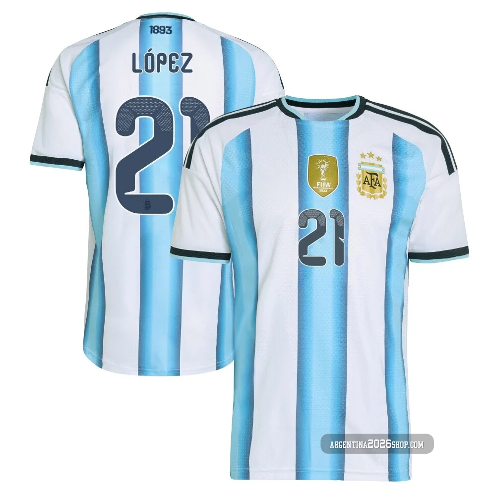 Men's Argentina National Team José Manuel López ＃21 White Authentic FIFA X World Cup 2026 Home On Field Soccer Jersey