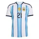 Men's Argentina National Team José Manuel López ＃21 White Replica FIFA X World Cup 2026 Home Soccer Jersey