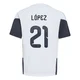 Men's Argentina National Team José Manuel López ＃21 White Replica FIFA X World Cup 2026 Tiro Away Training Soccer Jersey