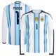 Men's Argentina National Team Juan Musso ＃1 White Replica FIFA X World Cup 2026 Home Long Sleeve Soccer Jersey