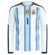 Men's Argentina National Team Juan Musso ＃1 White Replica FIFA X World Cup 2026 Home Long Sleeve Soccer Jersey