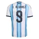 Men's Argentina National Team Julián Álvarez ＃9 White Replica FIFA X World Cup 2026 Home Soccer Jersey