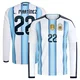Men's Argentina National Team Lautaro Martínez ＃22 White Replica FIFA X World Cup 2026 Home Long Sleeve Soccer Jersey