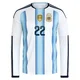 Men's Argentina National Team Lautaro Martínez ＃22 White Replica FIFA X World Cup 2026 Home Long Sleeve Soccer Jersey