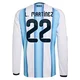 Men's Argentina National Team Lautaro Martínez ＃22 White Replica FIFA X World Cup 2026 Home Long Sleeve Soccer Jersey