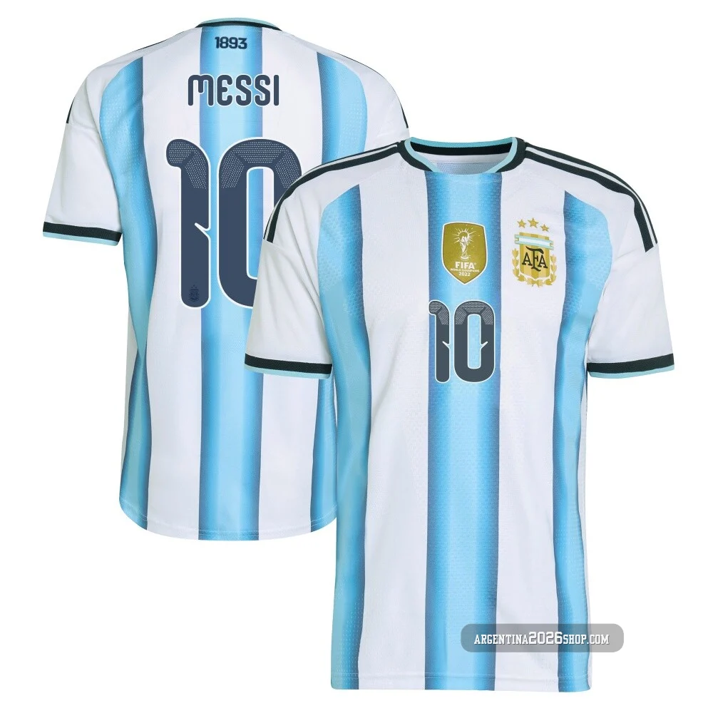 Men's Argentina National Team Lionel Messi ＃10 White Authentic FIFA X World Cup 2026 Home On Field Soccer Jersey