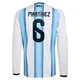 Men's Argentina National Team Lisandro Martínez ＃6 White Replica FIFA X World Cup 2026 Home Long Sleeve Soccer Jersey