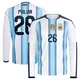 Men's Argentina National Team Nahuel Molina ＃26 White Replica FIFA X World Cup 2026 Home Long Sleeve Soccer Jersey