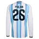 Men's Argentina National Team Nahuel Molina ＃26 White Replica FIFA X World Cup 2026 Home Long Sleeve Soccer Jersey