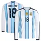 Men's Argentina National Team Nico Paz ＃18 White Replica FIFA X World Cup 2026 Home Long Sleeve Soccer Jersey