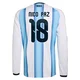 Men's Argentina National Team Nico Paz ＃18 White Replica FIFA X World Cup 2026 Home Long Sleeve Soccer Jersey