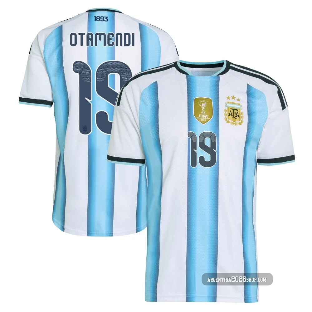 Men's Argentina National Team Nicolás Otamendi ＃19 White Authentic FIFA X World Cup 2026 Home On Field Soccer Jersey