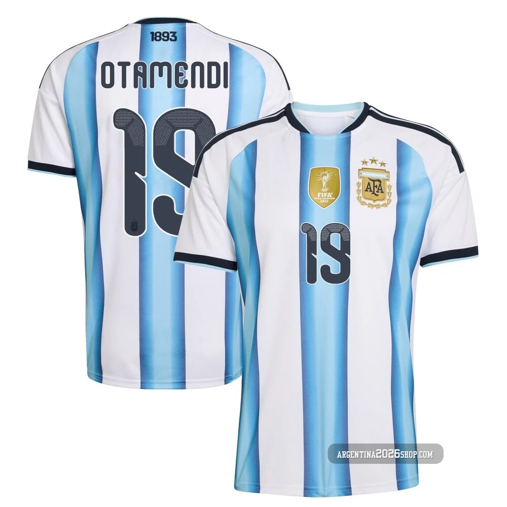 Men's Argentina National Team Nicolás Otamendi ＃19 White Replica FIFA X World Cup 2026 Home Soccer Jersey
