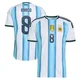 Men's Argentina National Team Valentín Barco ＃8 White Authentic FIFA X World Cup 2026 Home On Field Soccer Jersey