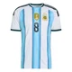 Men's Argentina National Team Valentín Barco ＃8 White Authentic FIFA X World Cup 2026 Home On Field Soccer Jersey