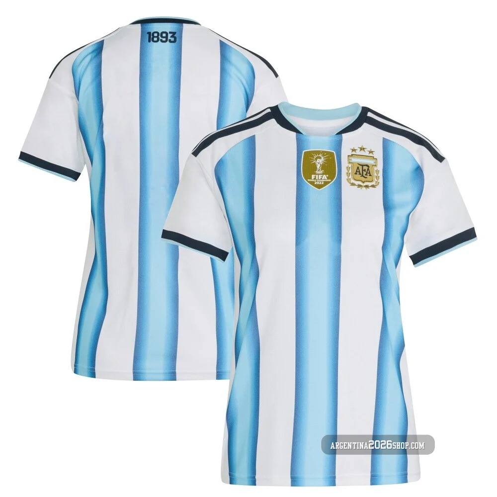 Women's Argentina National Team Blank White Replica FIFA X World Cup 2026 Home Soccer Jersey