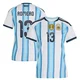 Women's Argentina National Team Cristian Romero ＃13 White Replica FIFA X World Cup 2026 Home Soccer Jersey