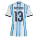 Women's Argentina National Team Cristian Romero ＃13 White Replica FIFA X World Cup 2026 Home Soccer Jersey