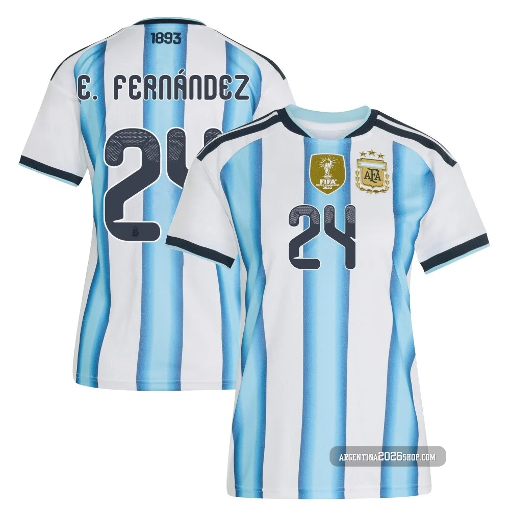 Women's Argentina National Team Enzo Fernández ＃24 White Replica FIFA X World Cup 2026 Home Soccer Jersey