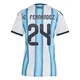 Women's Argentina National Team Enzo Fernández ＃24 White Replica FIFA X World Cup 2026 Home Soccer Jersey