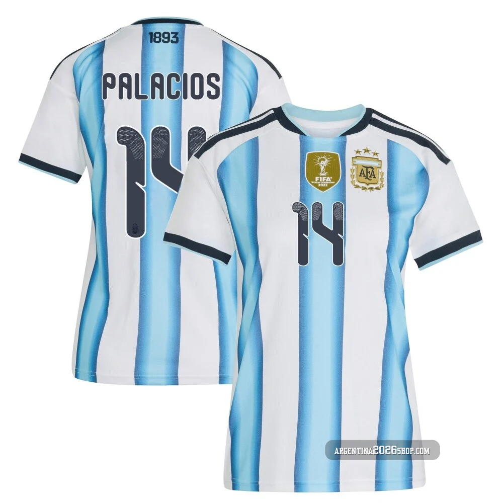 Women's Argentina National Team Exequiel Palacios ＃14 White Replica FIFA X World Cup 2026 Home Soccer Jersey