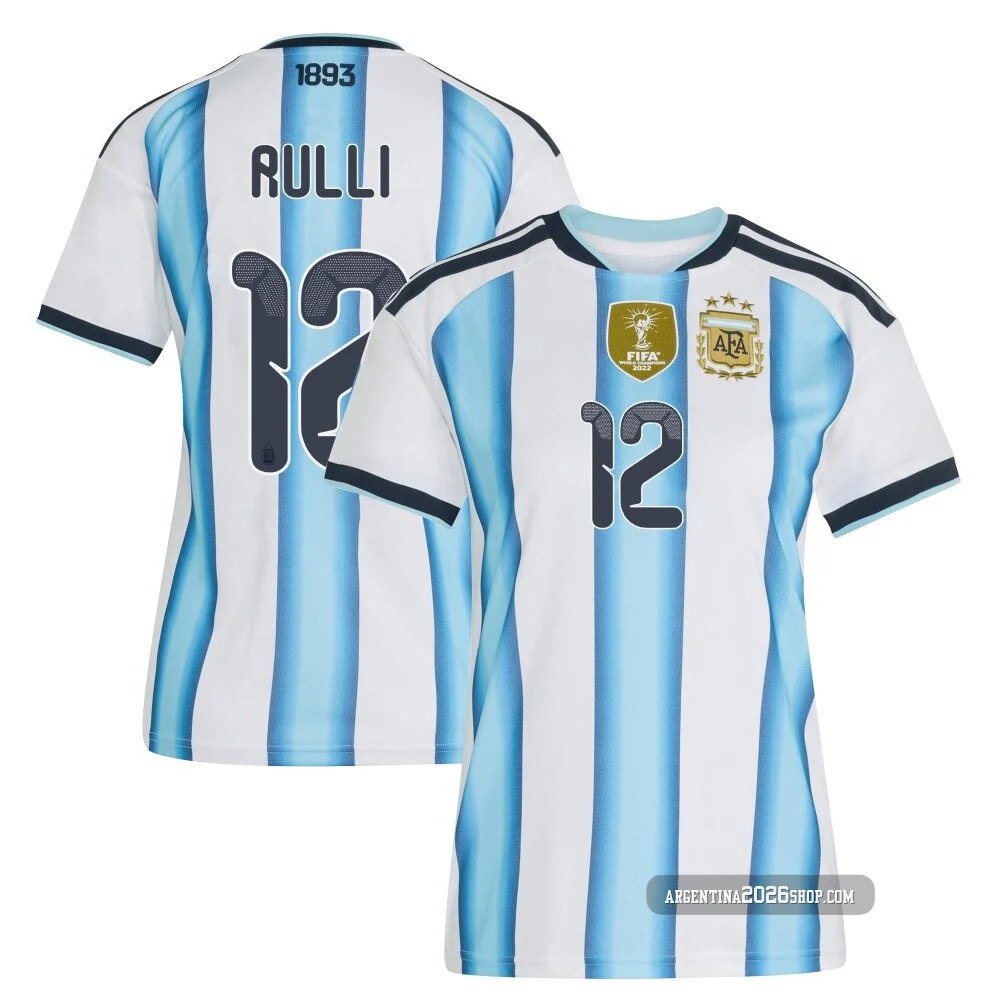 Women's Argentina National Team Gerónimo Rulli ＃12 White Replica FIFA X World Cup 2026 Home Soccer Jersey