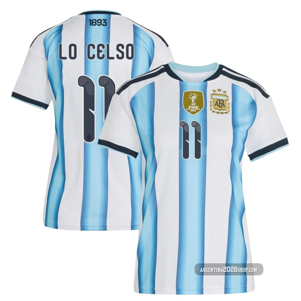 Women's Argentina National Team Giovani Lo Celso ＃11 White Replica FIFA X World Cup 2026 Home Soccer Jersey