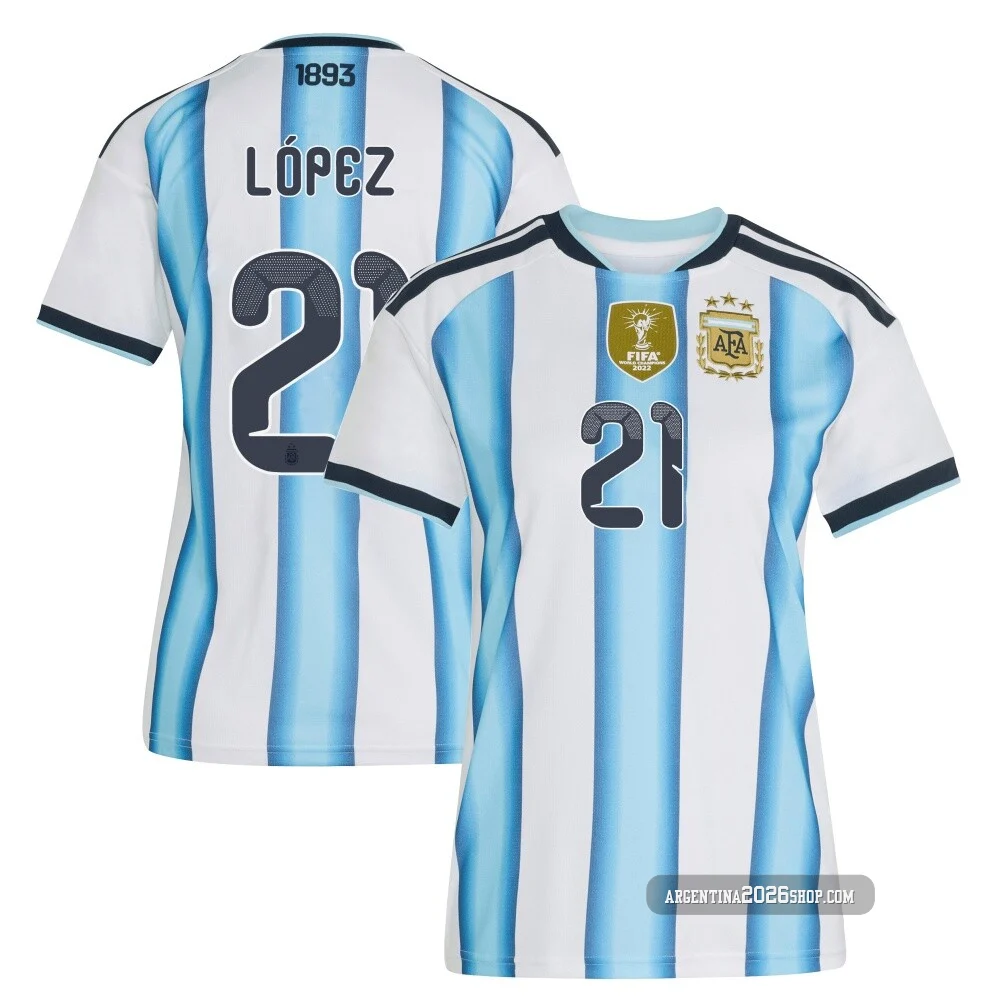 Women's Argentina National Team José Manuel López ＃21 White Replica FIFA X World Cup 2026 Home Soccer Jersey