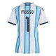 Women's Argentina National Team Juan Musso ＃1 White Replica FIFA X World Cup 2026 Home Soccer Jersey