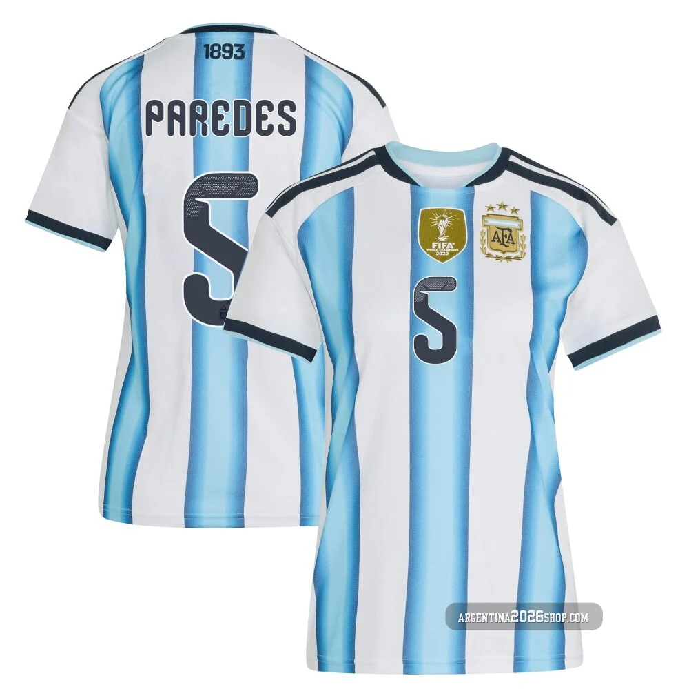 Women's Argentina National Team Leandro Paredes ＃5 White Replica FIFA X World Cup 2026 Home Soccer Jersey