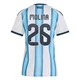 Women's Argentina National Team Nahuel Molina ＃26 White Replica FIFA X World Cup 2026 Home Soccer Jersey
