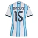 Women's Argentina National Team Nico González ＃15 White Replica FIFA X World Cup 2026 Home Soccer Jersey