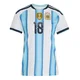 Women's Argentina National Team Nico Paz ＃18 White Replica FIFA X World Cup 2026 Home Soccer Jersey